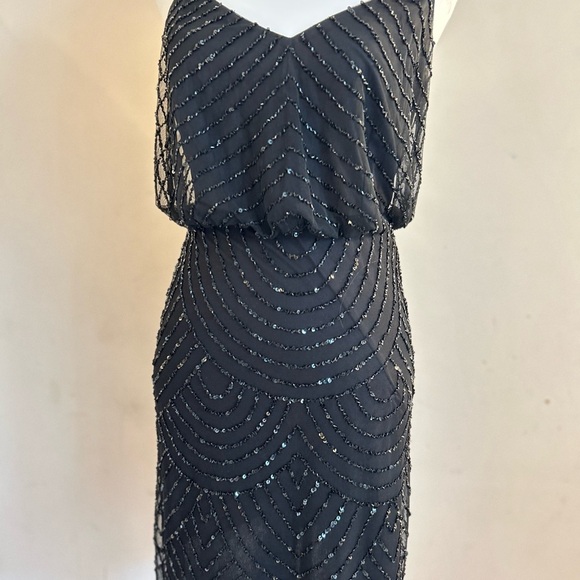 Elegant black beaded mini dress size 0 - Picture 7 of 16